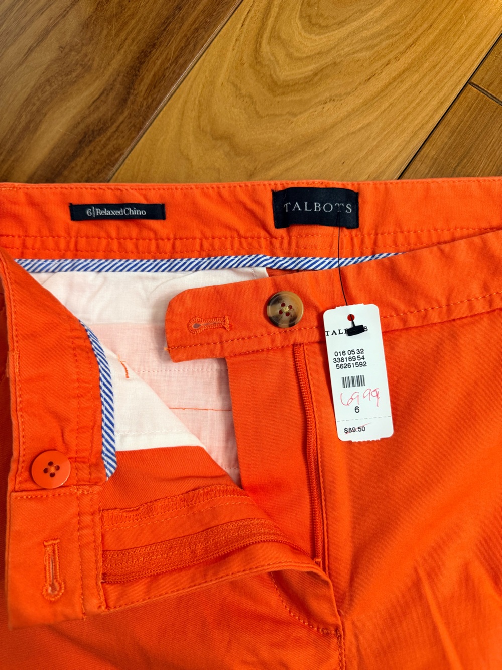 Talbots Bright Orange Relaxed Chino Pants